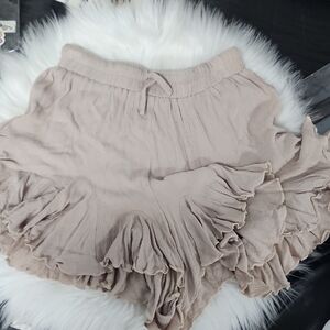 Grace Women's Ruffled Tan Shorts